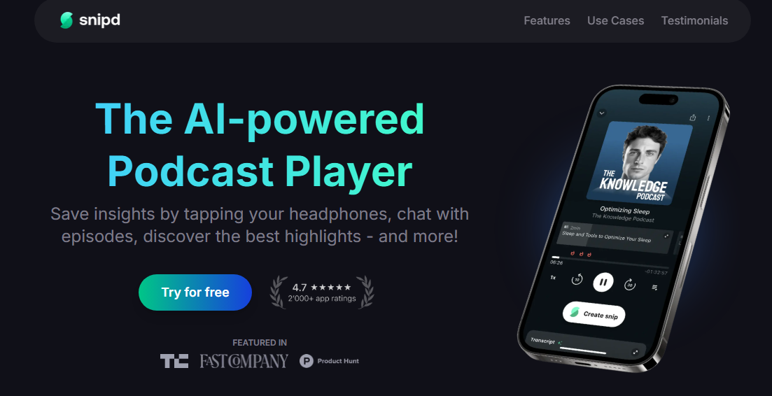 Trying out a new podcast app…ai enabled